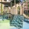 a swimming pool in a courtyard