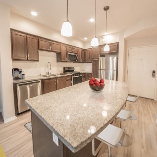 Gorgeous living areas to entertain and enjoy a kitchen with a marble island